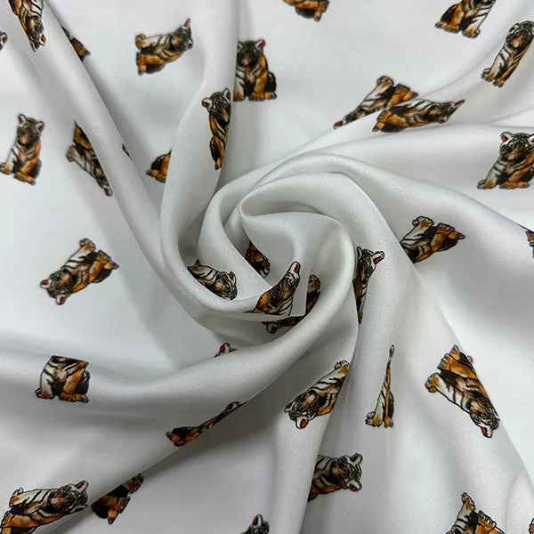 Tiger Print Poly Charmeuse Satin Fabric