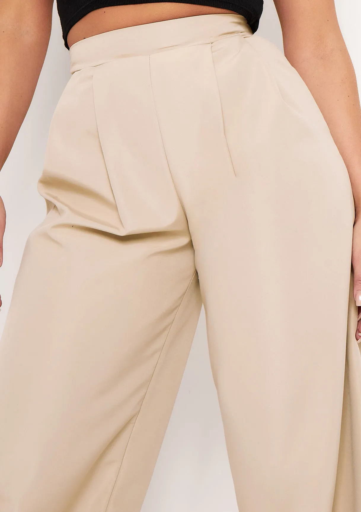 Tyra Beige Wide Leg Trousers