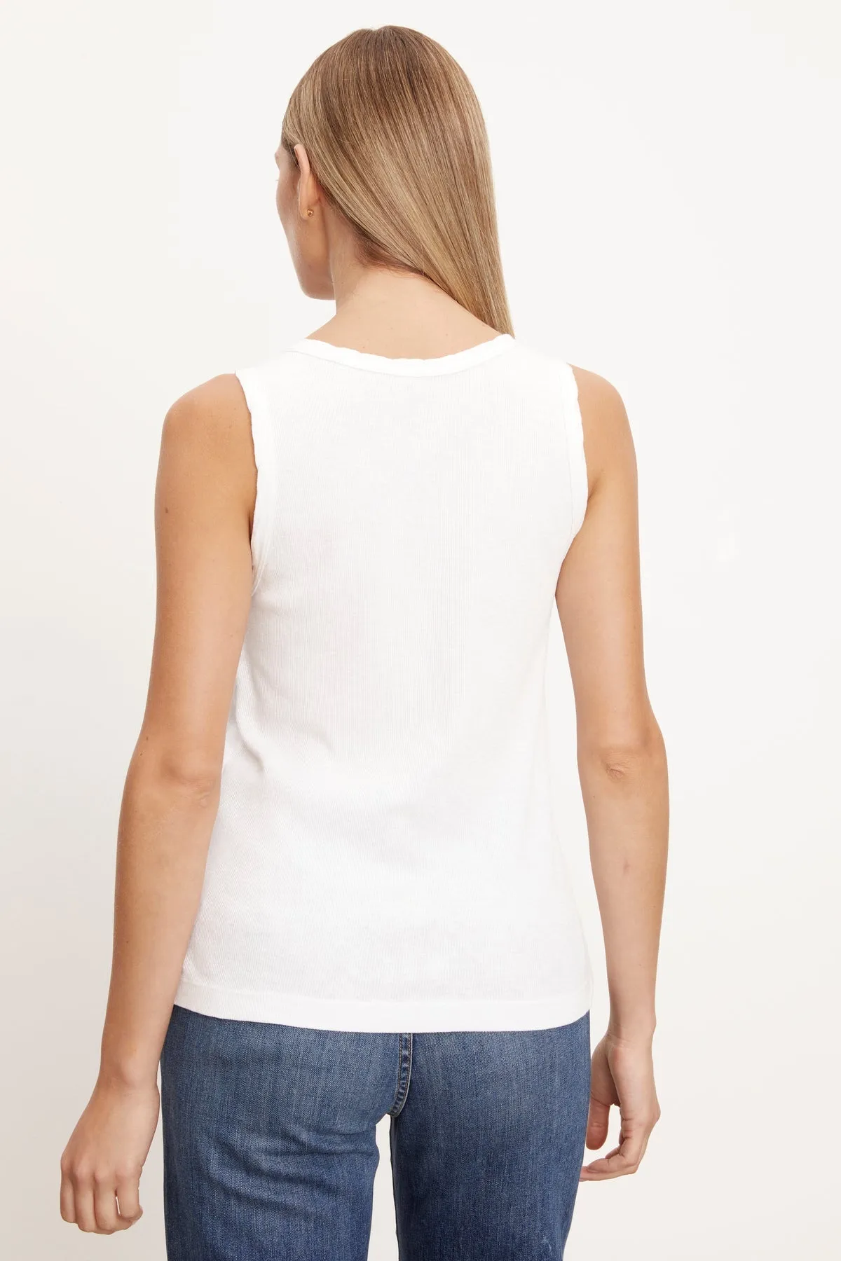 Velvet by Graham & Spencer Maxie Cotton Slub Ribbed Tank | White