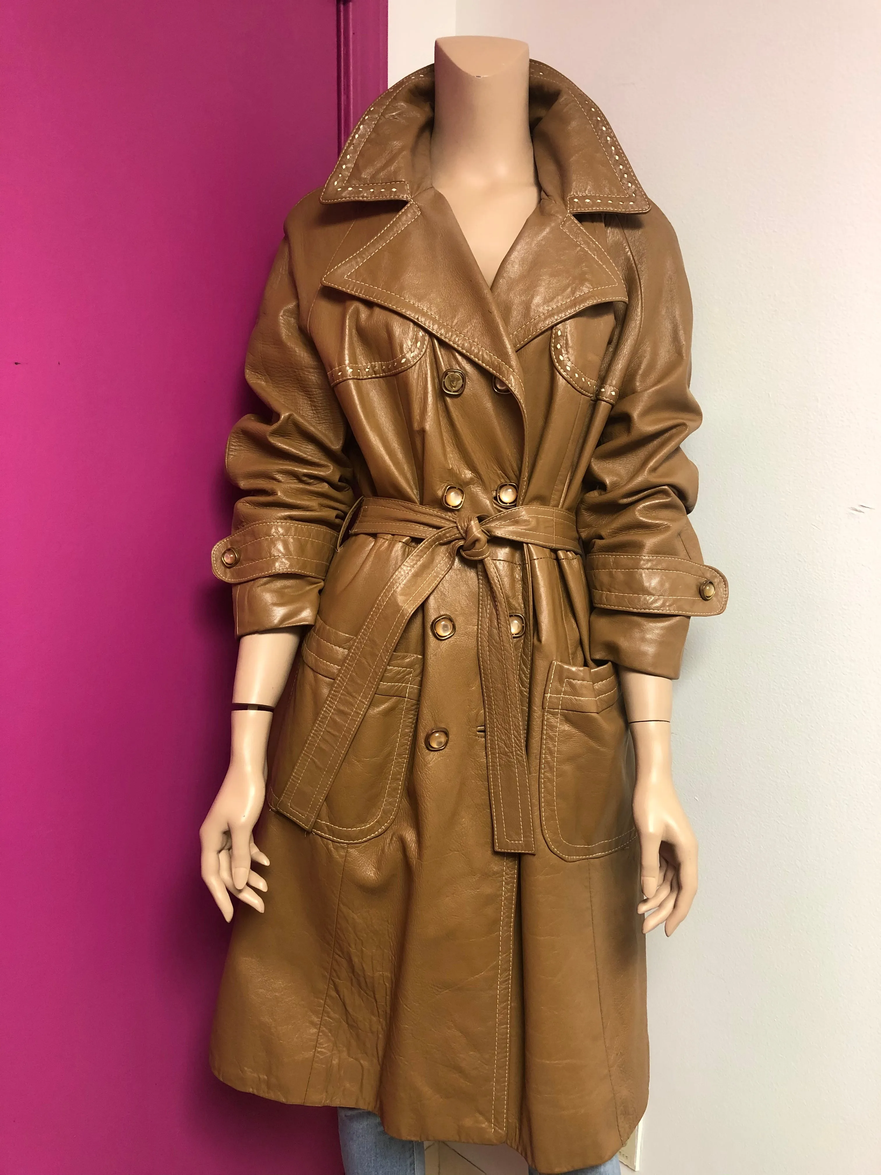 Vintage "Amber" 1/4 Leather Trench Size 1X