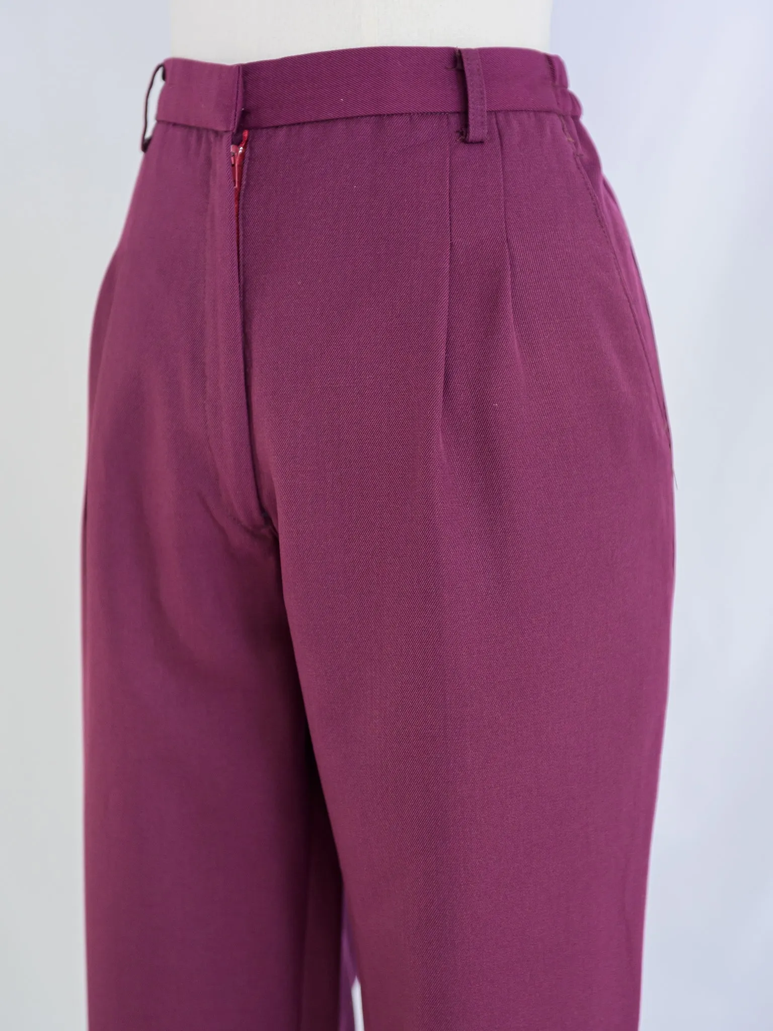 Vintage Red Polyester Mid-rise Wide Legged Trouser