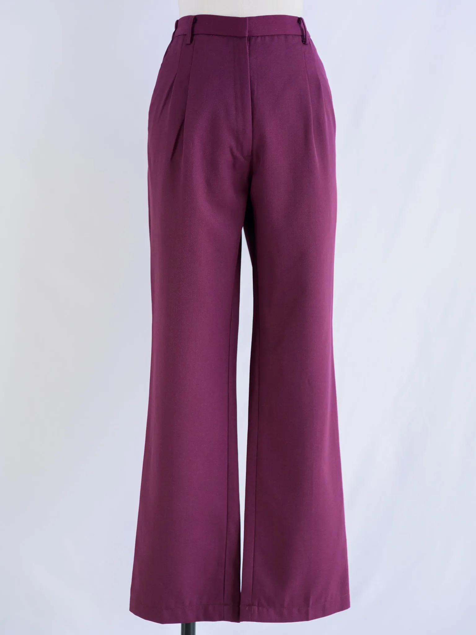 Vintage Red Polyester Mid-rise Wide Legged Trouser