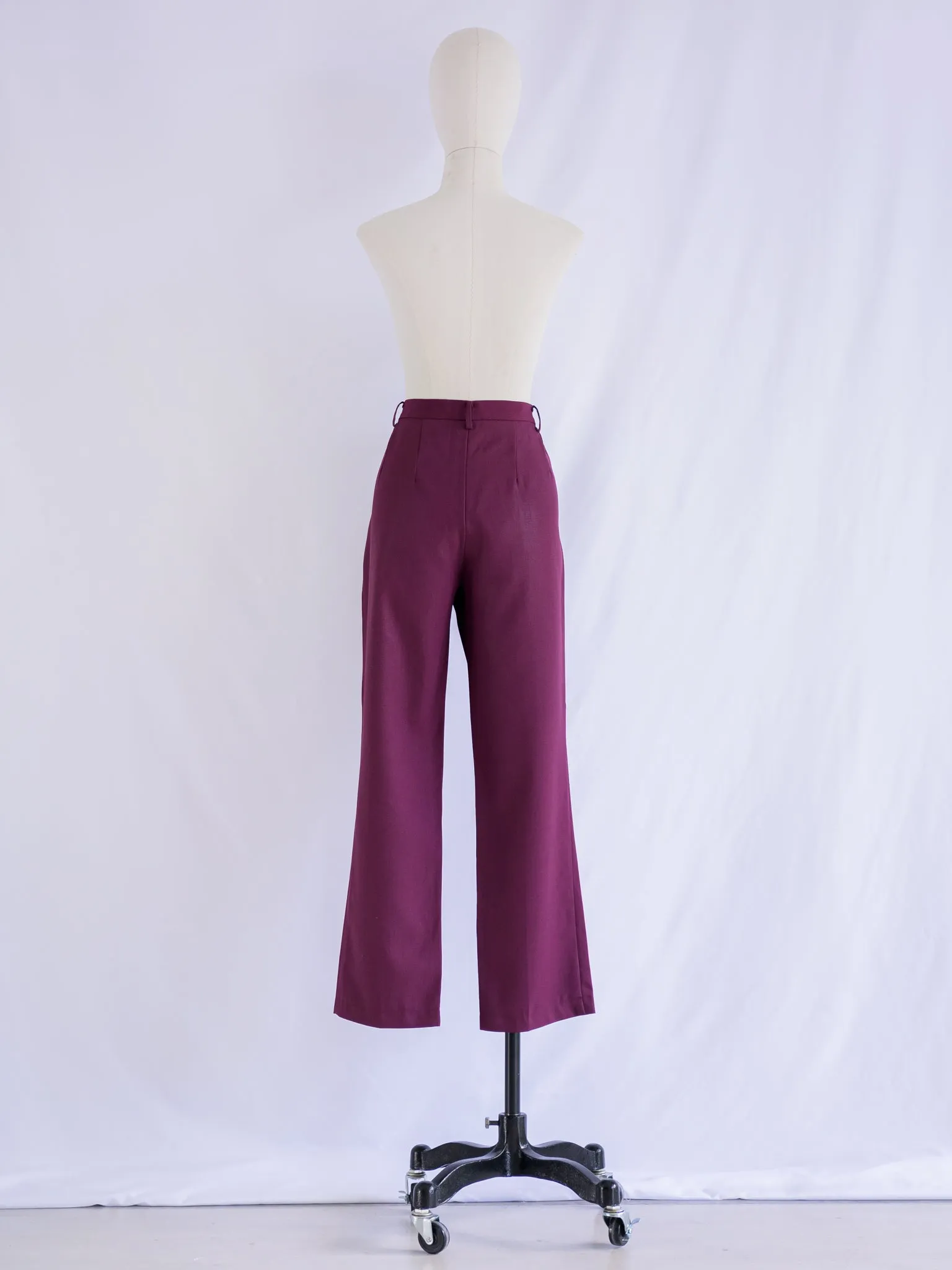 Vintage Red Polyester Mid-rise Wide Legged Trouser