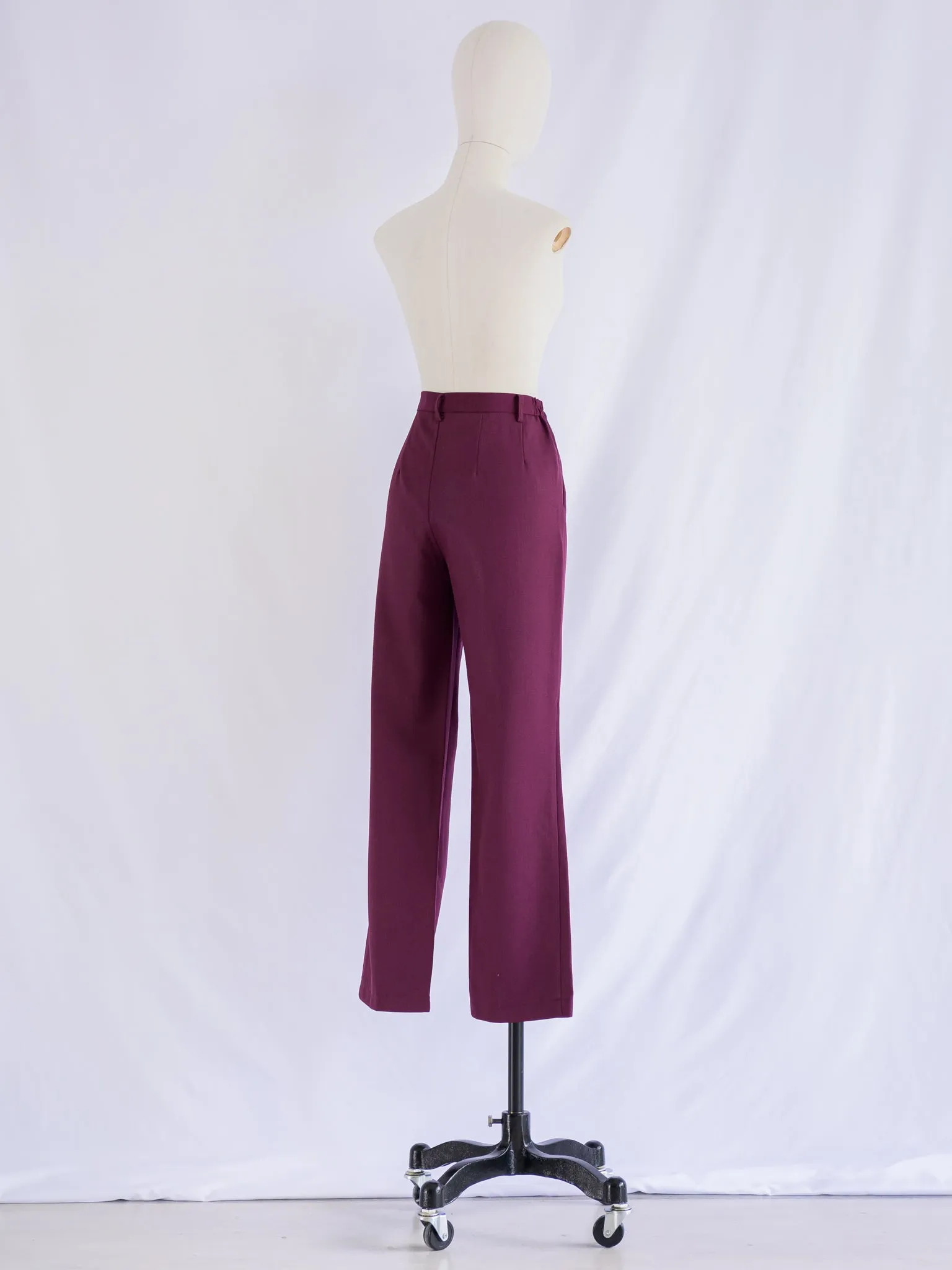 Vintage Red Polyester Mid-rise Wide Legged Trouser