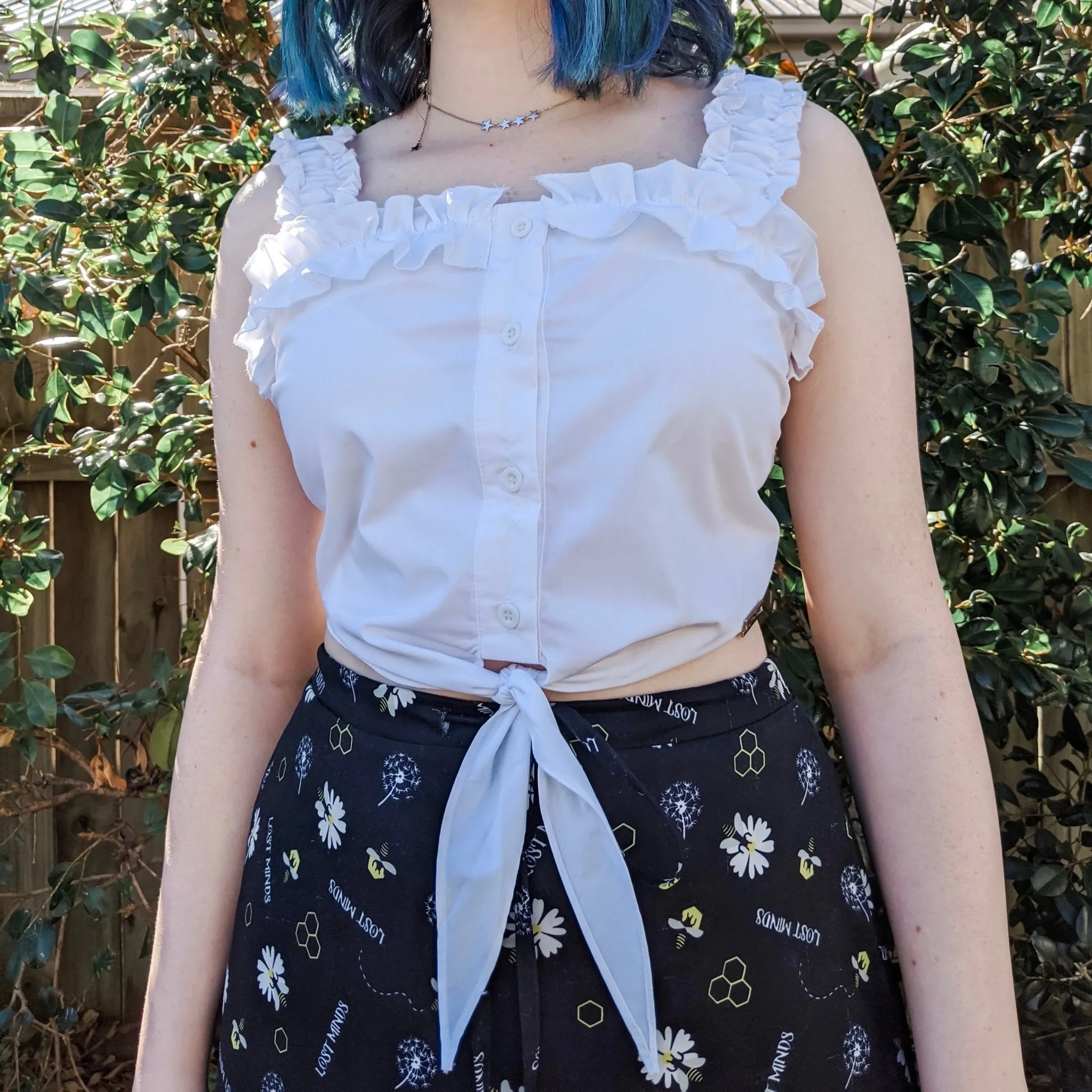 White Summer Ruffle Top